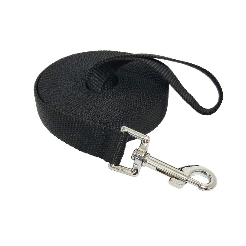 MANDAO Nylon Training Dog Leash for Small Medium Large Dogs, 15ft 20ft 30ft 50ft Long Leash Dog/Puppy Lead for Obedience Recall Training, Camping (15ft, Black) - Image 1
